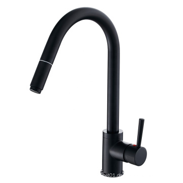 YL3025-1 Schwarzer, kaltes kaltes Wasserspüle Mixer Tap Einer Loch Flexibler Ausziehen von Küchenarmatur